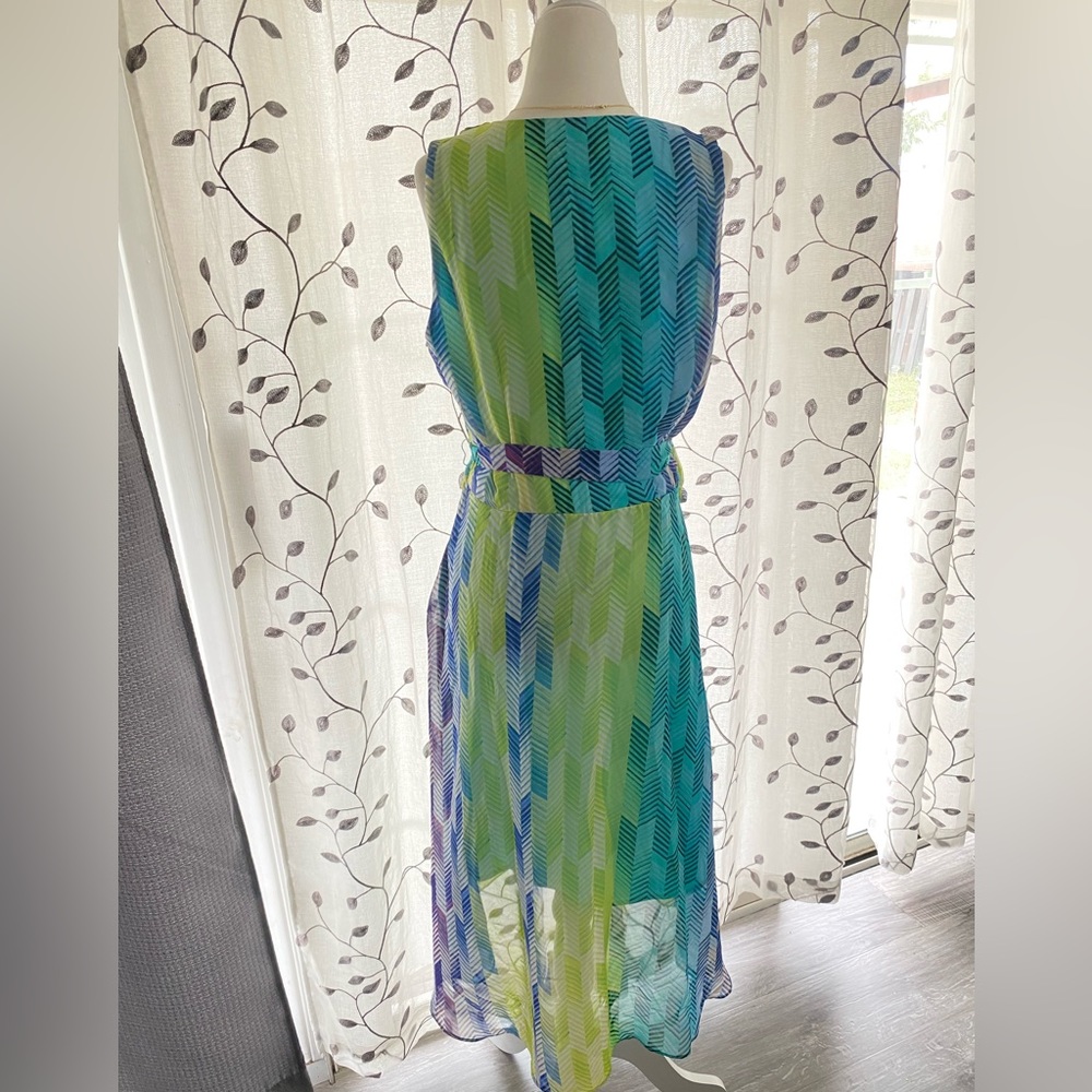 madison leigh Blue Green Chevron Maxi Dress - Picture 5 of 10